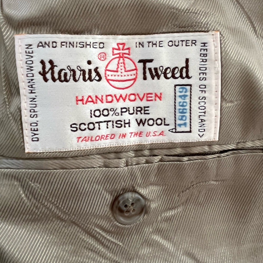 VINTAGE HARRIS TWEED MENS JACKET 100% Handwoven Wool Made for Orvis Size 42R - Picture 10 of 15